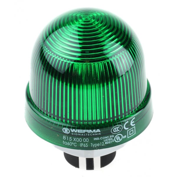 Werma 815.200.00 Series Green Steady Beacon, 12 → 240 V ac/dc, Panel Mount, Incandescent Bulb