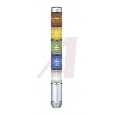 Patlite MPS-502-RYGBC Patlite LED Signal Tower, 5 Light Elements, Red/Yellow/Green/Blue/Clear, 24 V ac/dc