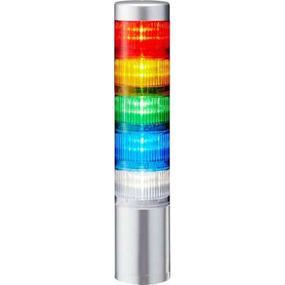 Patlite LR6-502WJNU-RYGBC Coloured Signal Tower, 5 Lights, 24 V dc, Direct Mount