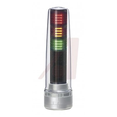Patlite LS7-302SWH-RYG Clear Signal Tower, 3 Lights, 24 V dc, Direct Mount