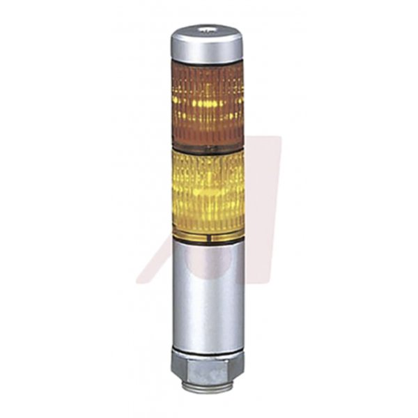 Patlite MPS-202-RY Coloured Signal Tower, 2 Lights, 24 V ac/dc, Direct Mount