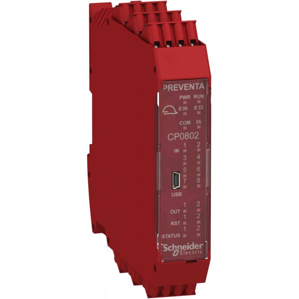 Schneider Electric XPSMCMCP0802G  Safety Controller, 8 Safety Inputs, 2 Safety Outputs, 24 V dc