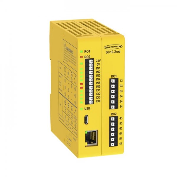 Banner SC10-2ROE Safety Controller, 10 Safety Inputs, 2 Safety Outputs, 24 V dc