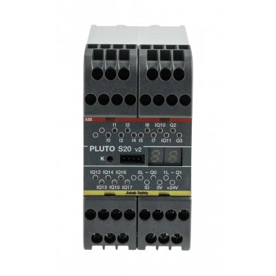 ABB 2TLA020070R4700  Pluto S20 v2  Series Safety Controller, 16 Safety Inputs, 4 Safety Outputs, 24 V dc