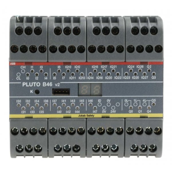 ABB 2TLA020070R1700 Pluto B46 v2  Series Safety Controller, 24 Safety Inputs, 6 Safety Outputs