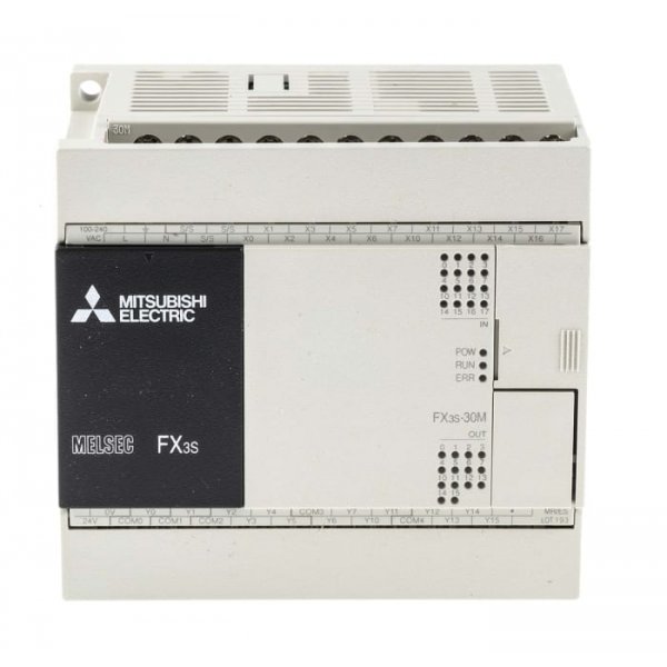Mitsubishi FX3S-30MR/ES PLC CPU - 16 Inputs, 14 Outputs, Relay, Transistor
