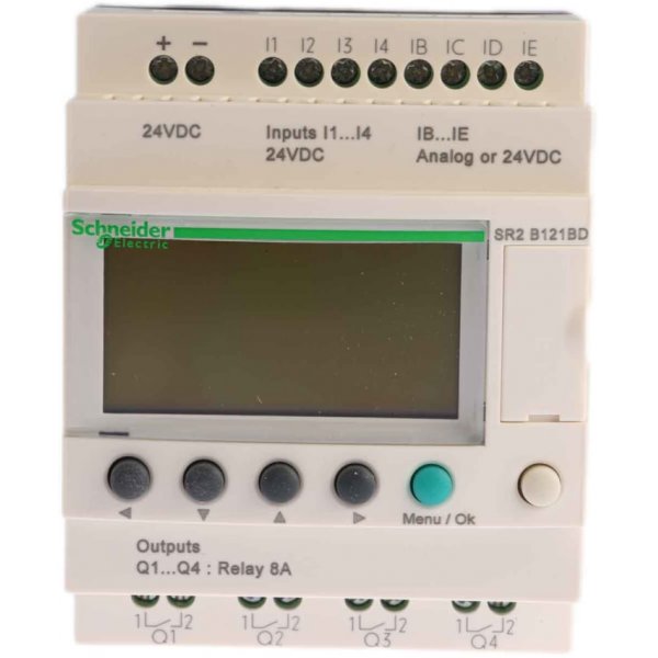 Schneider Electric SR2PACKBD Zelio Logic 2 PLC CPU - 8 (Up - 8 Digital, Up - 4 Analogue) Inputs, 4 (Relay) Outputs
