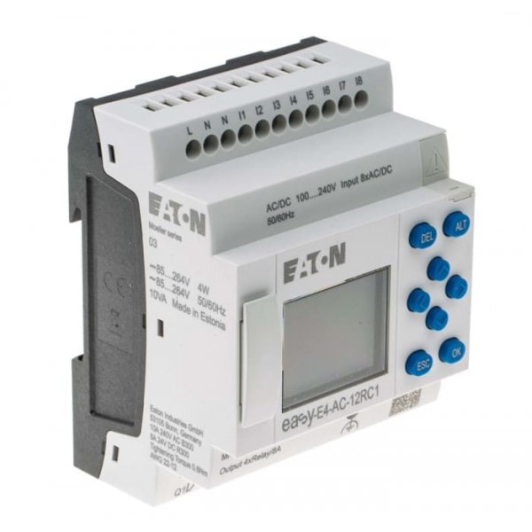 Eaton 197215 EASY-E4-AC-12RC1 Digital, Relay, For Use With easyE4, Ethernet Networking, HMI Interface