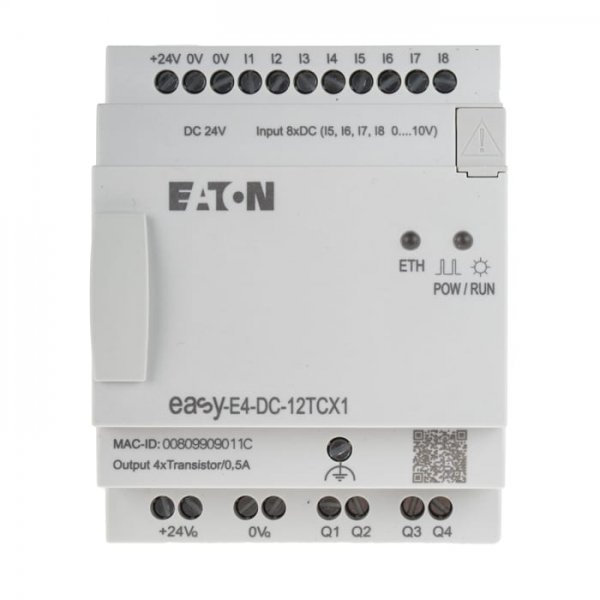 Eaton 197214 EASY-E4-DC-12TCX1 Inputs, 4 Outputs, Transistor, For Use With easyE4, Ethernet