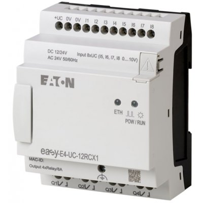 Eaton 197212 EASY-E4-UC-12RCX1  Inputs, 4 Outputs, Relay, For Use With easyE4, Ethernet Networking