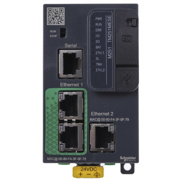 Schneider Electric TM251MESE Logic Controller, For Use With Modicon M251, Mini USB Interface