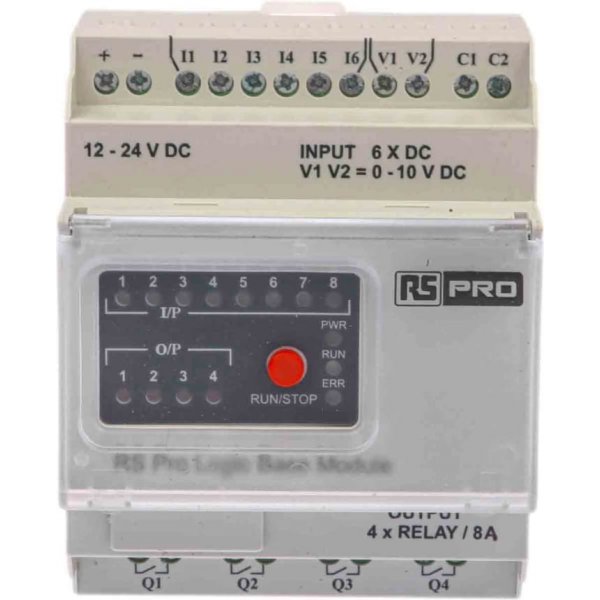 RS PRO 917-6377  Logic Module - 8 Inputs, 4 Outputs, Digital, Relay, ModBus