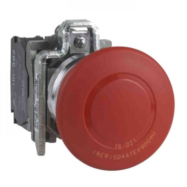 Schneider Electric XB4BT845EX Red Emergency Stop Push Button, 1 NO + 1 NC, 22mm Cutout