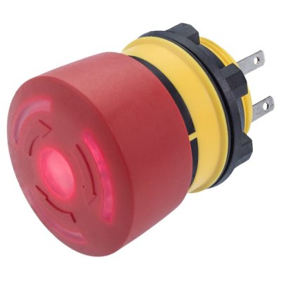 EAO 84-5221.2B20 Illuminated Emergency Stop Push Button, Panel Mount, 22mm Cutout, 1NC