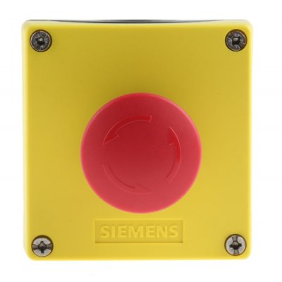 Siemens 3SU1801-0NA00-2AA2 Surface Mounting Emergency Button - Mushroom, Round Head