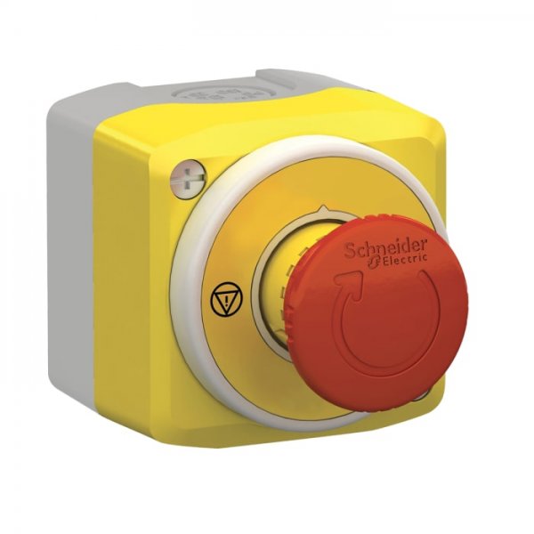 Schneider Electric XALK178W3B140E Illuminated Emergency Stop Push Button, SPDT, Surface Mount