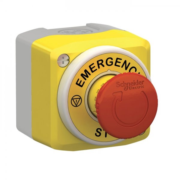 Schneider Electric XALK178W3B140G Illuminated Emergency Stop Push Button, 1NO + 2NC, Surface Mount