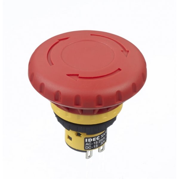 Idec XA1E-BV4U02R  Mount Emergency Button - Pull or Twist Reset, Push-to-Lock, 16mm Cutout Diameter