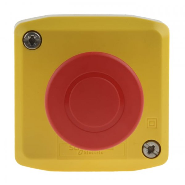 Schneider Electric XALK198 Yellow Emergency Stop Push Button, 1NC, Surface Mount
