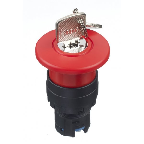 Idec HW1B-X4R Mount Emergency Button - Turn To Release, 22.3mm Cutout Diameter