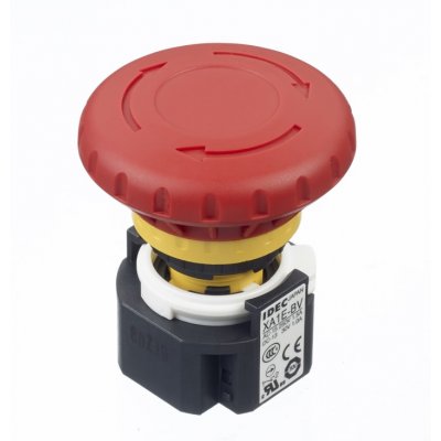 Idec XA1E-BV413R Mount Emergency Button - Pull or Twist Reset, Push-to-Lock, 16mm Cutout Diameter