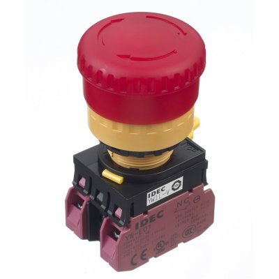 Idec YW1L-V4E02Q4R  Mount Emergency Button - Pull or Twist Reset, 22mm Cutout Diameter