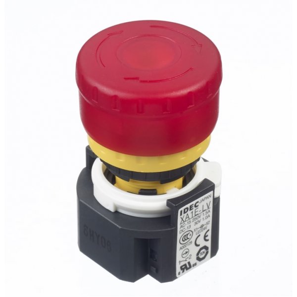 Idec XA1E-LV313Q4R Panel Mount Emergency Button - Pull or Twist Reset