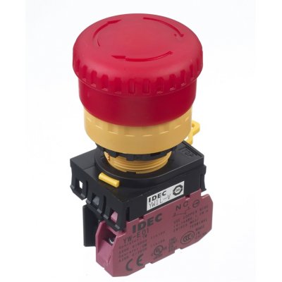 Idec YW1L-V4E01Q4R Panel Mount Emergency Button - Pull or Twist Reset