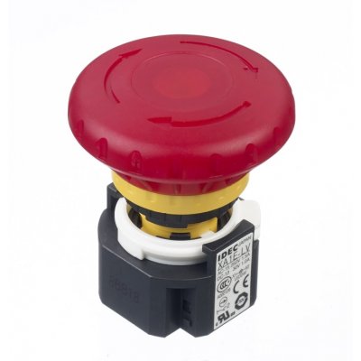 Idec XA1E-LV413Q4R Panel Mount Emergency Button - Pull or Twist Reset, Push-to-Lock