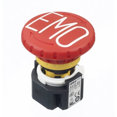 Idec XA1E-BV413RH-EMO Panel Mount Emergency Button - Pull or Twist Reset, Push-to-Lock