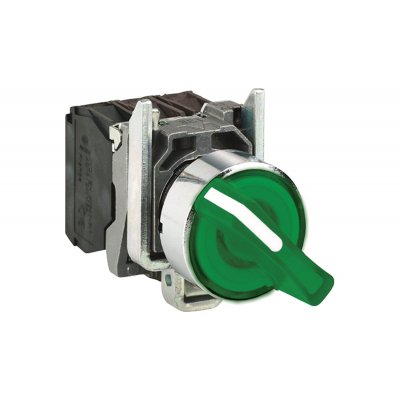 Schneider Electric XB4BK133G5 3 Position Selector Switch - (1NO+1NC), Illuminated