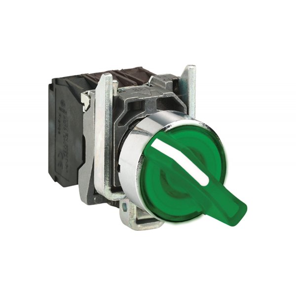 Schneider Electric XB4BK133G5 3 Position Selector Switch - (1NO+1NC), Illuminated