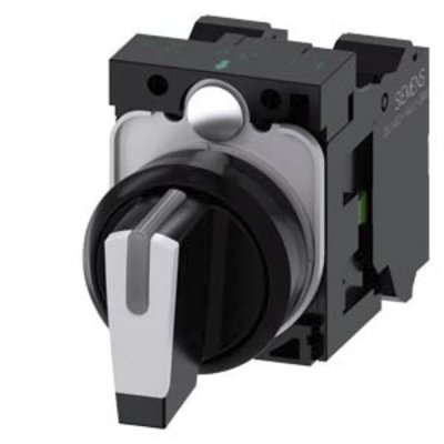 Siemens 3SU1100-2BL60-3NA0 3 Position Short Black Handle Selector Switch - (SPDT) 22mm