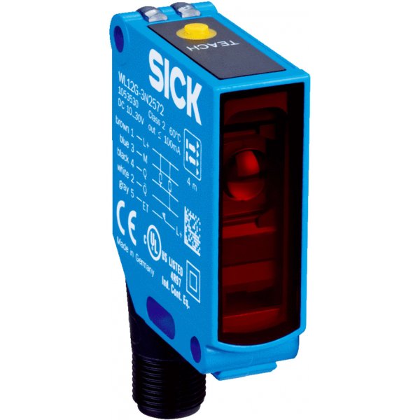 Sick WL12G-3P2582 Retroreflective Photoelectric Sensor with Block Sensor, 4 m Detection Range