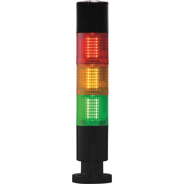 RS PRO 220-5036 Red/Green/Amber Buzzer Signal Tower, 3 Lights, 24 V, Screw Mount