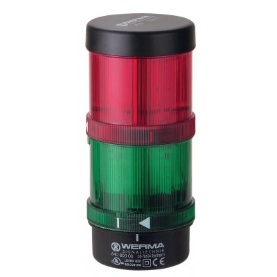Werma 649.240.03 KS71 Series Green, Red Signal Tower, 2 Lights, 115 V