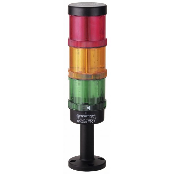 Werma 649.240.05 Red/Green/Yellow Signal Tower, 3 Lights, 24 V, Tube-mounted