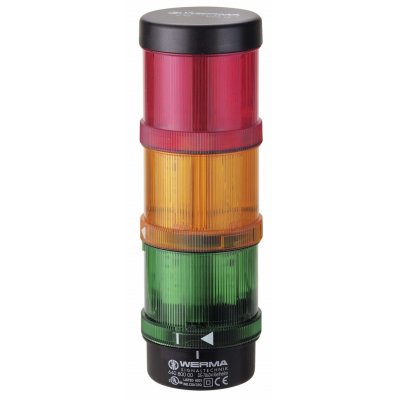 Werma 649.240.02 Red/Green/Yellow Signal Tower, 3 Lights, 24 V, Base Mount, Wall Mount