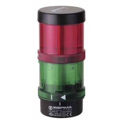 Werma 649.240.04 Red/Green Signal Tower, 2 Lights, 24 V, Base Mount, Wall Mount