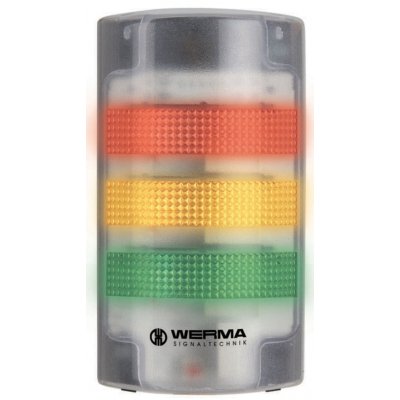 Werma 691.200.55 Red/Green/Yellow Buzzer Signal Tower, 3 Lights, 24 V, Wall Mount
