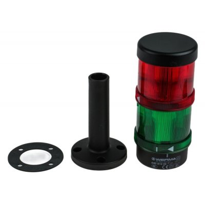 Werma 649.240.06 Red/Green Signal Tower, 2 Lights, 24 V, Tube-mounted