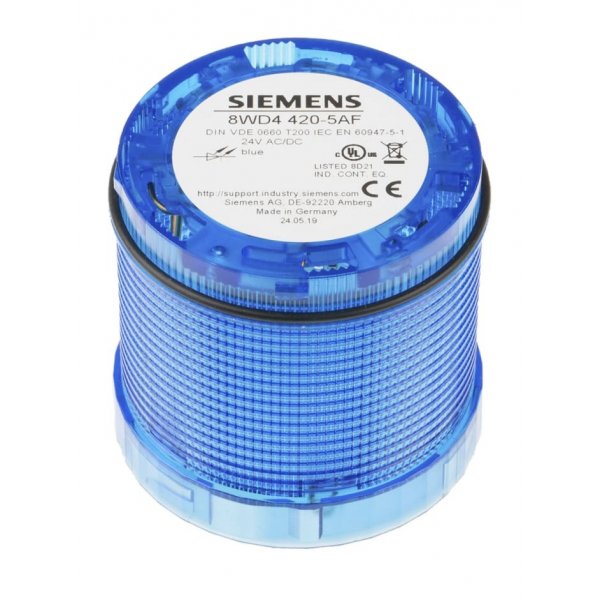 Siemens 8WD4420-5AF Blue Flashing Light Element, 24 V ac/dc, LED Bulb, IP65