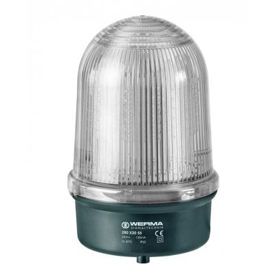 Werma 280.450.60 Clear Flashing Beacon, 115 → 230 V, Base Mount, LED Bulb
