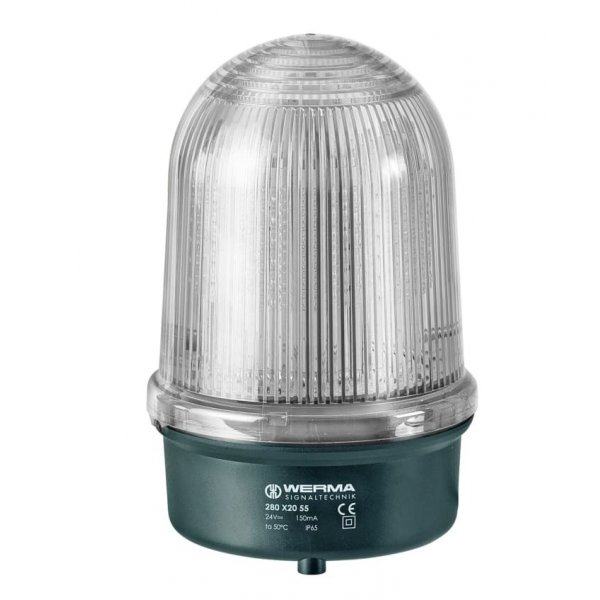 Werma 280.450.55 Clear Flashing Beacon, 24 V, Base Mount, LED Bulb