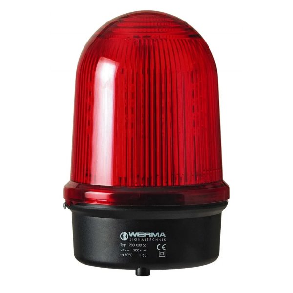 Werma 280.150.60 Red Flashing Beacon, 115 → 230 V, Base Mount, LED Bulb