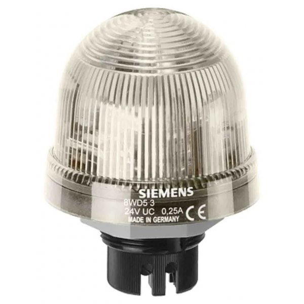 Siemens 8WD5320-5DE Clear Rotating Beacon, 24 V ac/dc, Bayonet Mount, LED Bulb