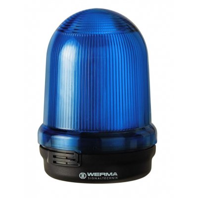 Werma 829.510.68 Blue Rotating Beacon, 115 → 230 V, Base Mount, LED Bulb