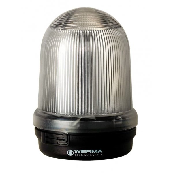 Werma 829.420.55 Clear Flashing Beacon, 24 V, Base Mount, LED Bulb