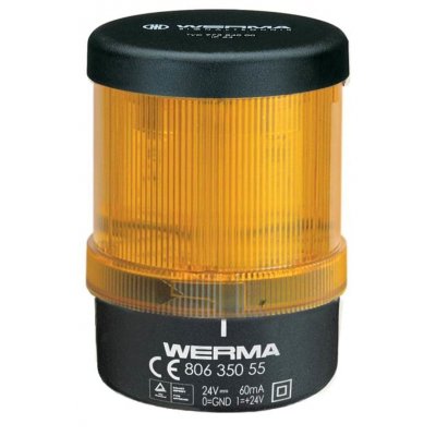 Werma 806.350.55 Yellow Continuous lighting Beacon, 230 V, Base Mount/ Wall Mount, LED Bulb