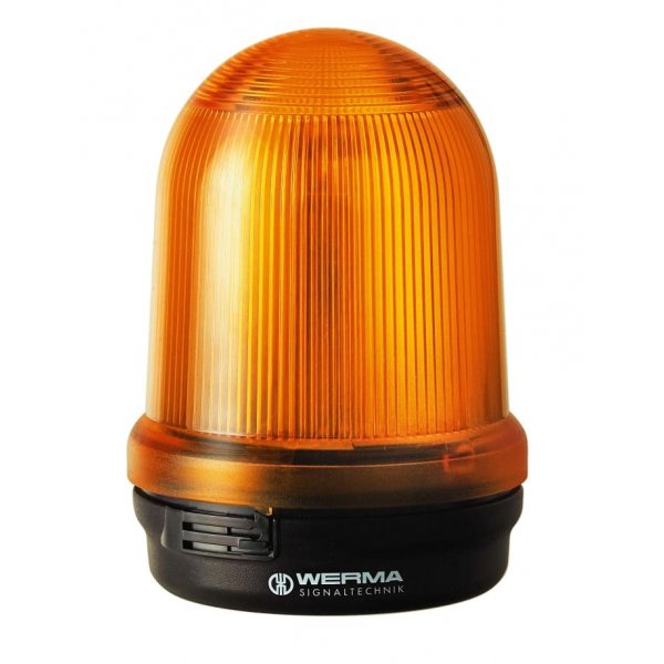 Werma 829.320.68 Yellow Flashing Beacon, 115 → 230 V, Base Mount, LED Bulb